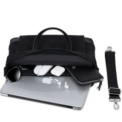 Black Laptop Messenger Bag, Business Laptop Briefcase với dây đeo vai có thể tháo rời